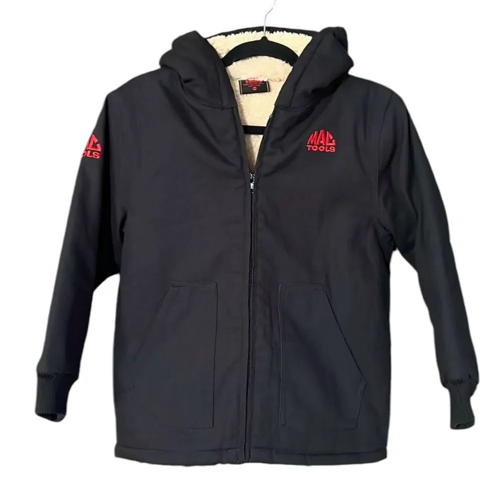 New Mac Tools Heavy Duty Zip Up Fleece Lined Kids Jacket Size 10/12 in Black